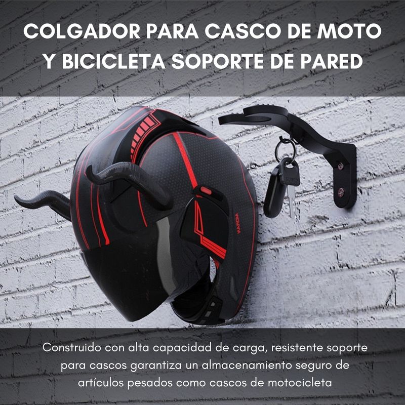 GENERICO - Pack 4 Colgador Para Cascos De Moto Bicicleta Soporte Pared