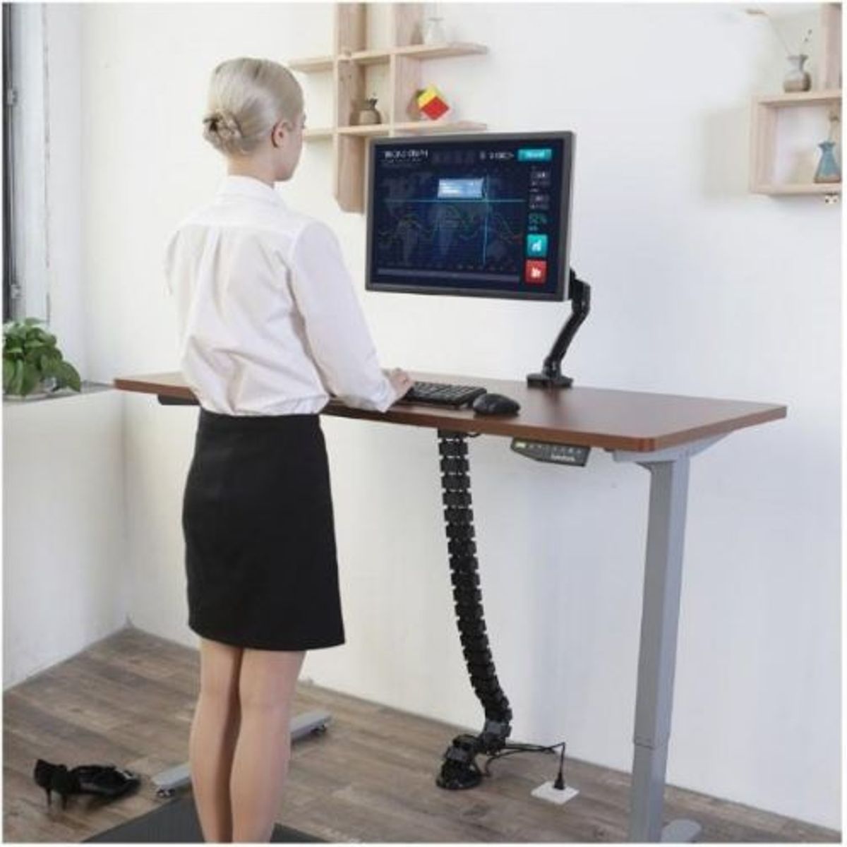 ERGOSTORE - Columna Cubre Cables Negra 128 cm Organizador Pasacables Oficina Hogar