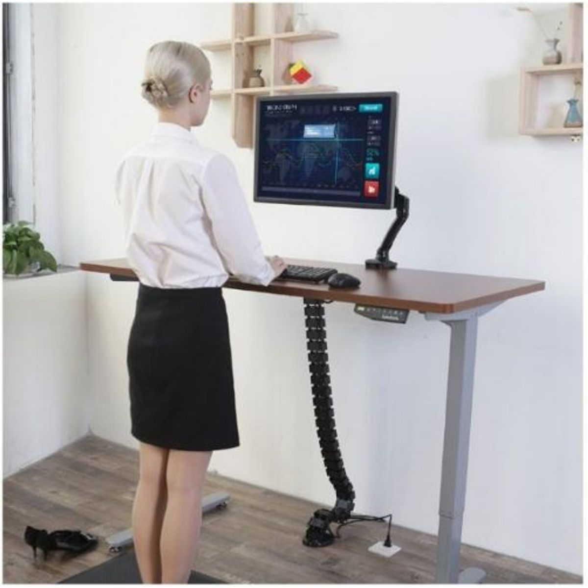 ERGOSTORE - Columna Cubre Cables Negra 128 cm Organizador Pasacables Oficina Hogar