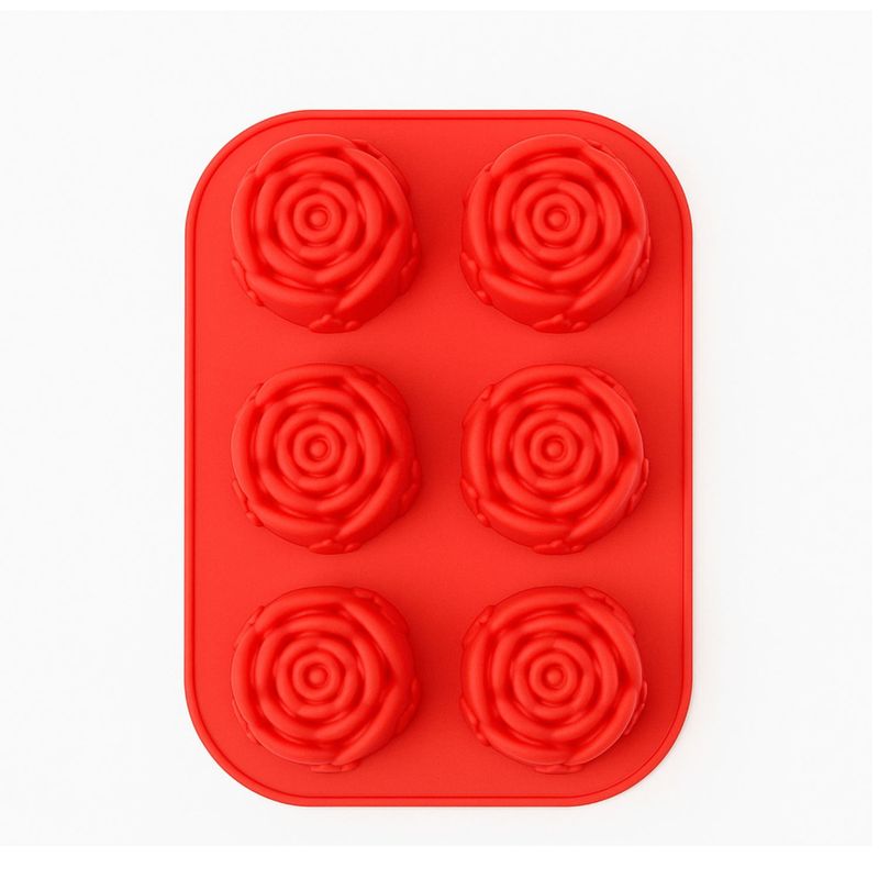 GENERICO - Molde De Silicona Forma De Rosas De 6 Cavidades Rojo