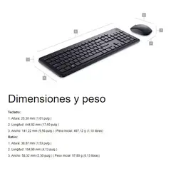 DELL - Kit Dell Mouse + Teclado Inalámbrico Negro Km3322w Español