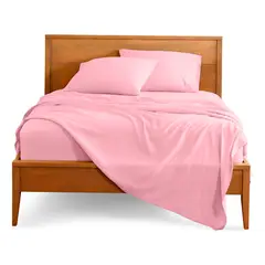 GENERICO - Sábanas Premium 2 Plazas - Algodón Rosa 800 Hilos