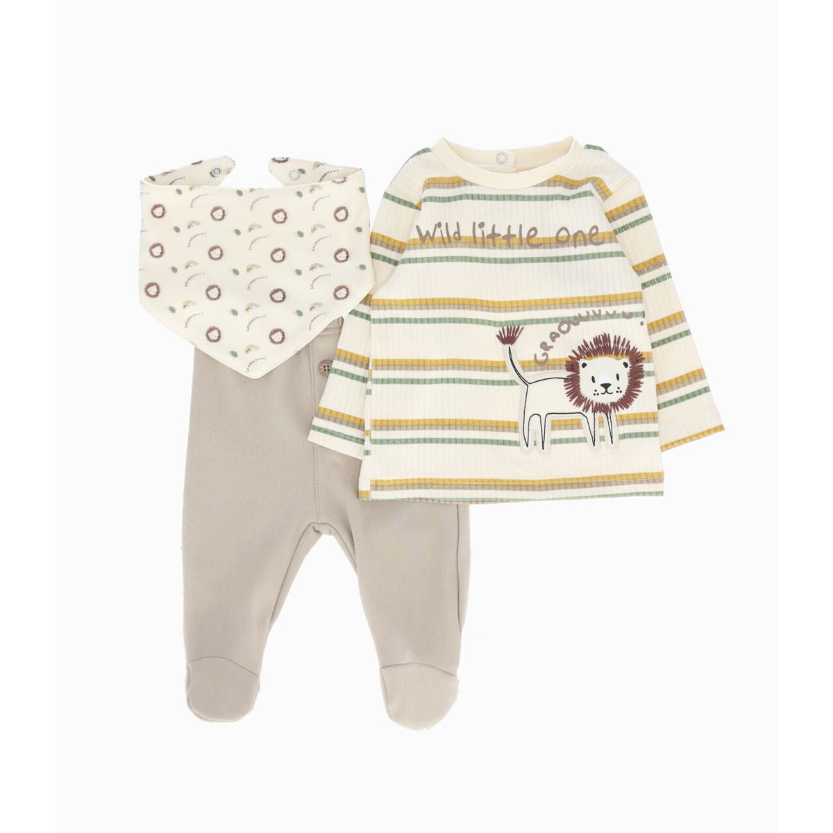 4KIDS - Conjunto recién nacido con babero beige 4 Kids