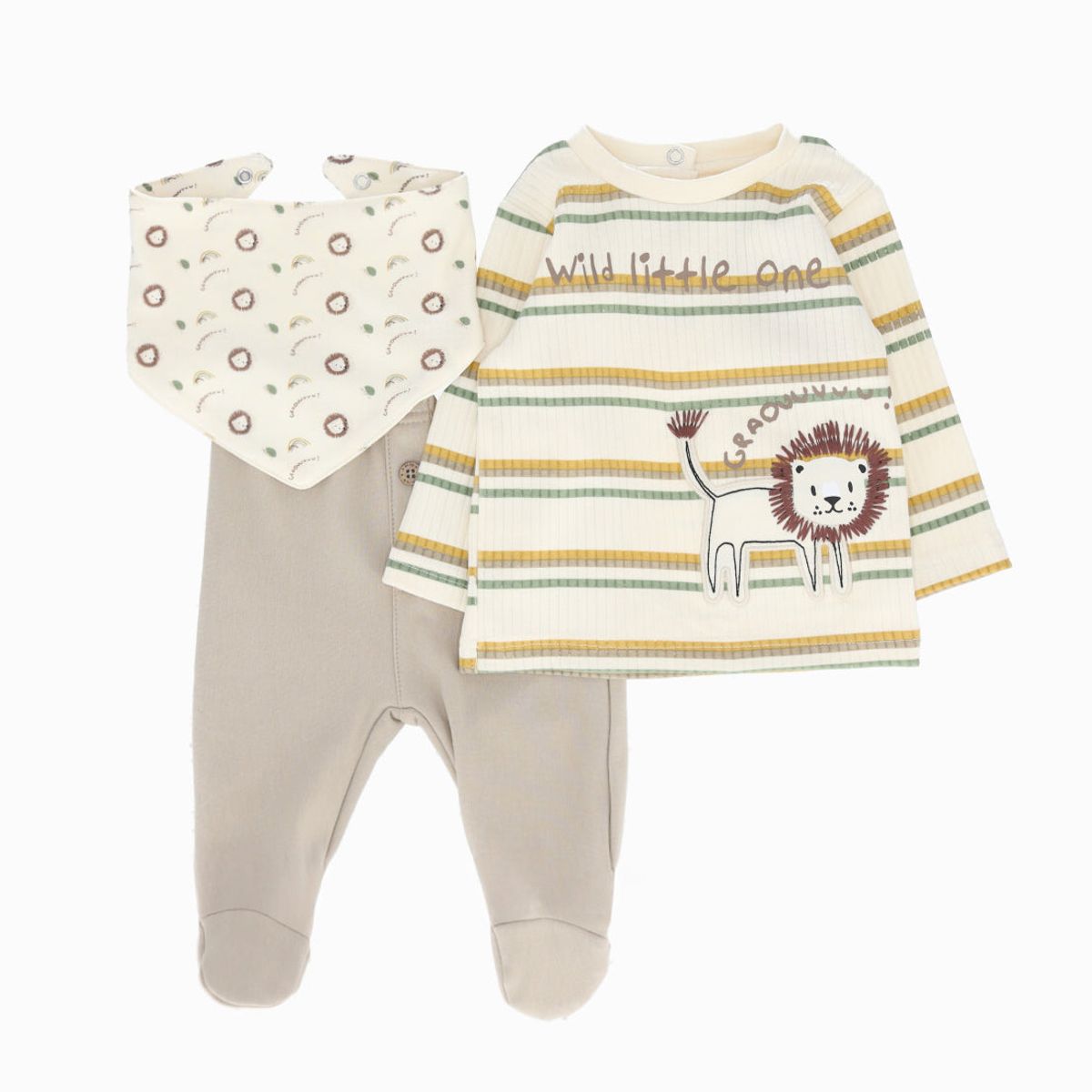 4KIDS - Conjunto recién nacido con babero beige 4 Kids