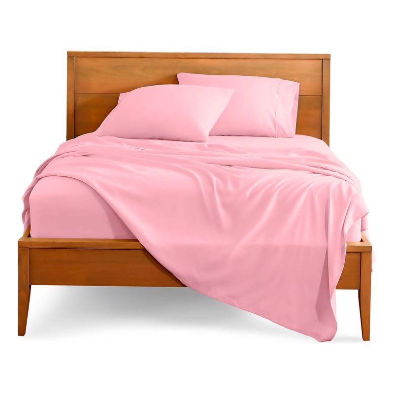 GENERICO - Juego Sábanas 15 Plazas - Algodón 800 Hilos Rosa Premium