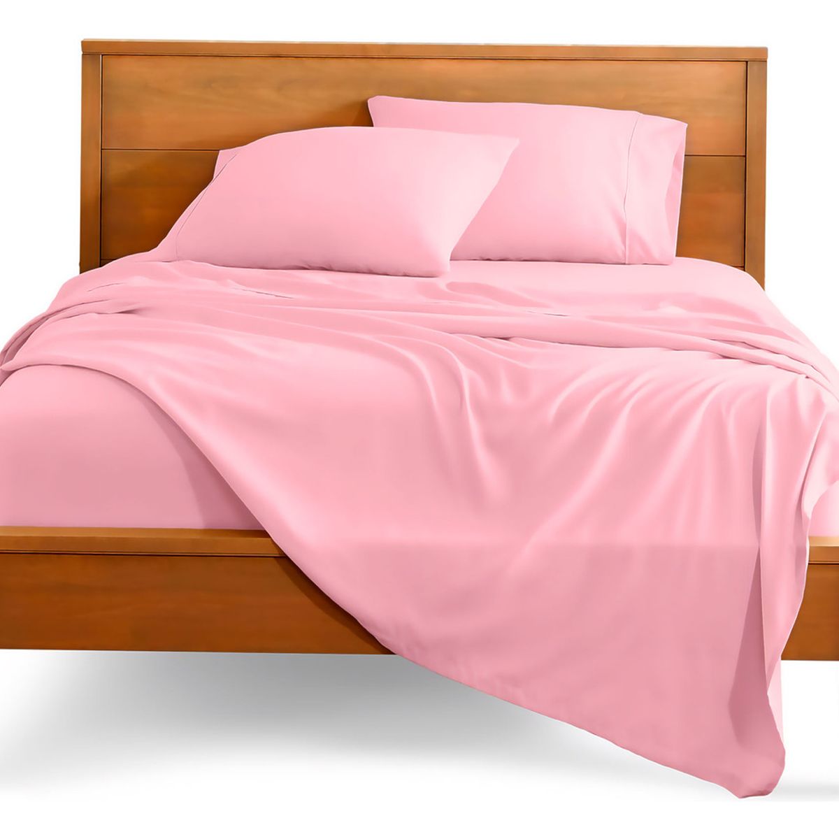 GENERICO - Sábanas Premium 2 Plazas - Algodón Rosa 800 Hilos