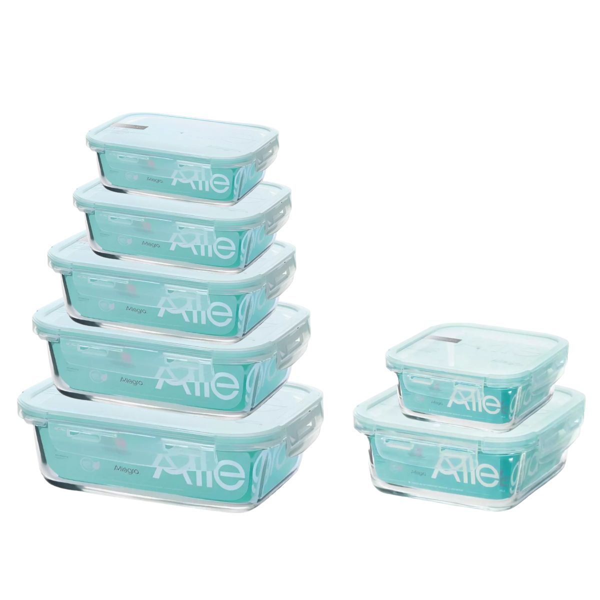 ALLEGRA - Set 7 hermeticos vidrio Allegra