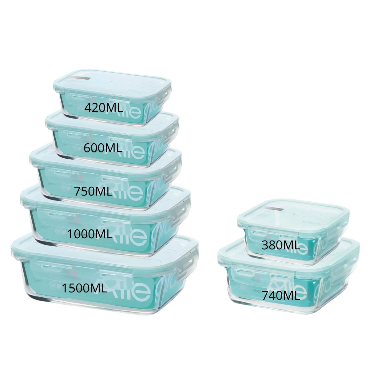 ALLEGRA - Set 7 hermeticos vidrio Allegra