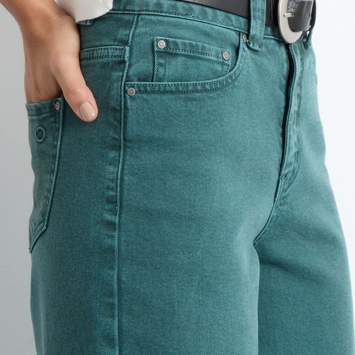 IO - Jeans Wide Verde Musgo Mujer Io
