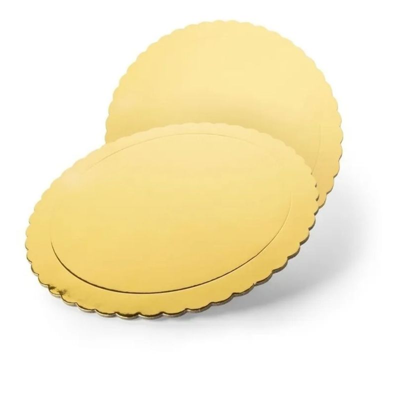 GENERICO - Set 6 Bandeja Base Redonda Torta Pastel Carton Dorado 22cm