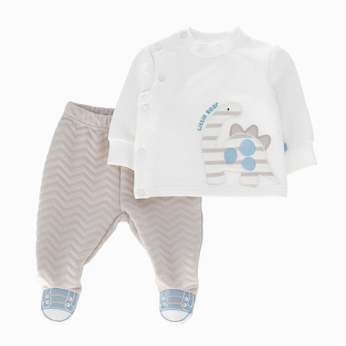 BLACK AND BLUE - Buzo recién nacido con dinosaurio blanco Black and Blue