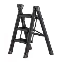 GENERICO - Escalera Plegable Acero Con 3 P Negro
