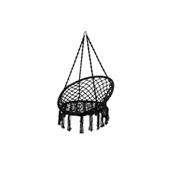 GENERICO - Silla Colgante Muna Tejida Negra Tipo Columpio Decorativa