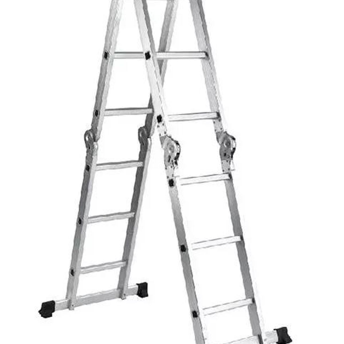 GENERICO - Escalera multifuncional 12 peldaños 4x3 color metal