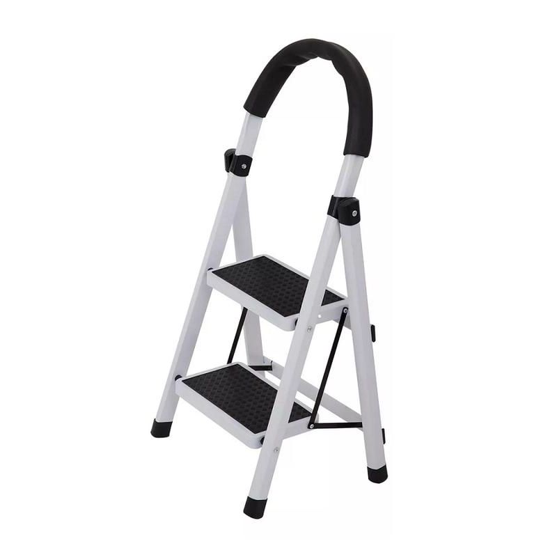 GENERICO - Escalera de acero plegable con 2 escalones color negro