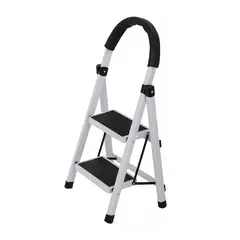 GENERICO - Escalera de acero plegable con 2 escalones color negro