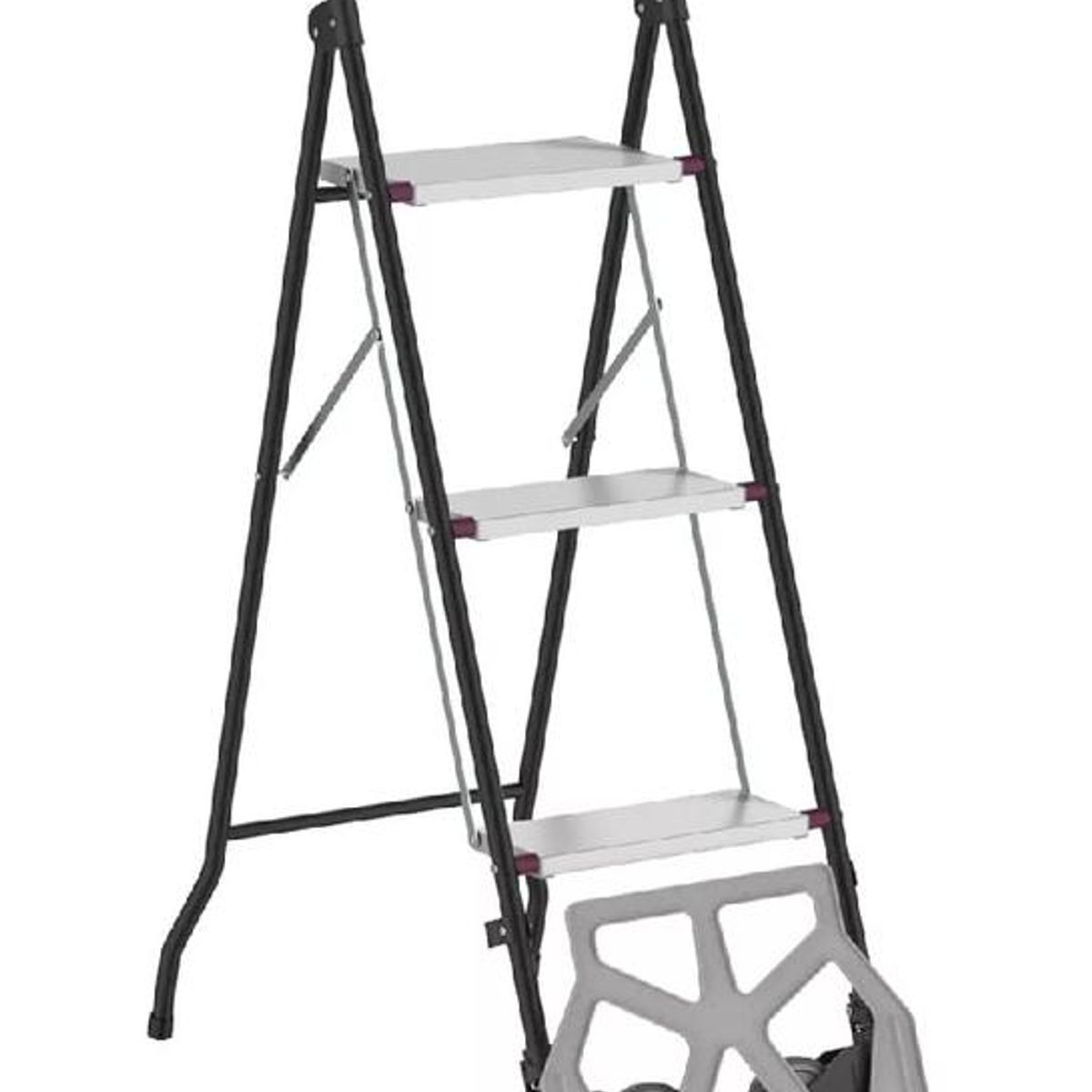 GENERICO - Escalera 3 Peldaños 90 Cm 2 En 1 Gris