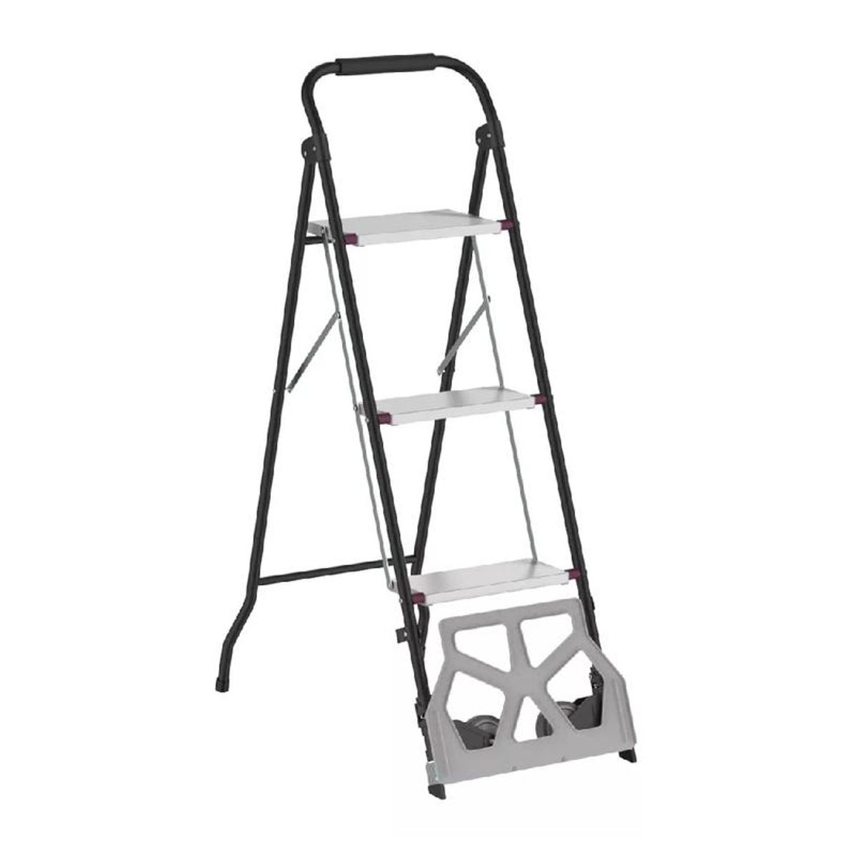 GENERICO - Escalera 3 Peldaños 90 Cm 2 En 1 Gris