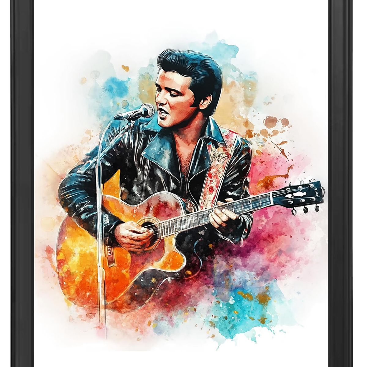 DECORACION CREATIVA - Set Cuadros Elvis Presley 2 Marco Negro.