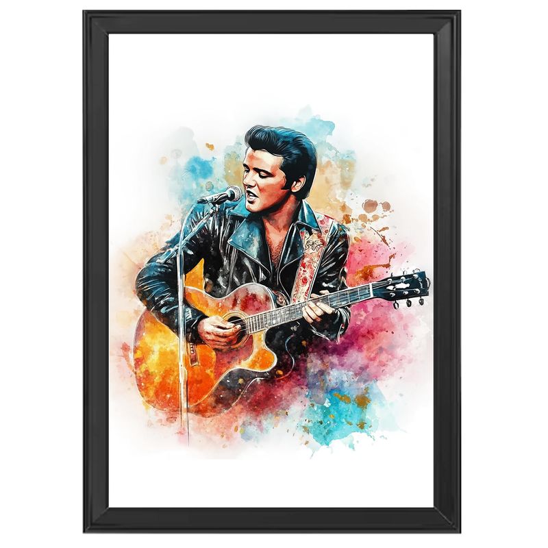 DECORACION CREATIVA - Set Cuadros Elvis Presley 2 Marco Negro.
