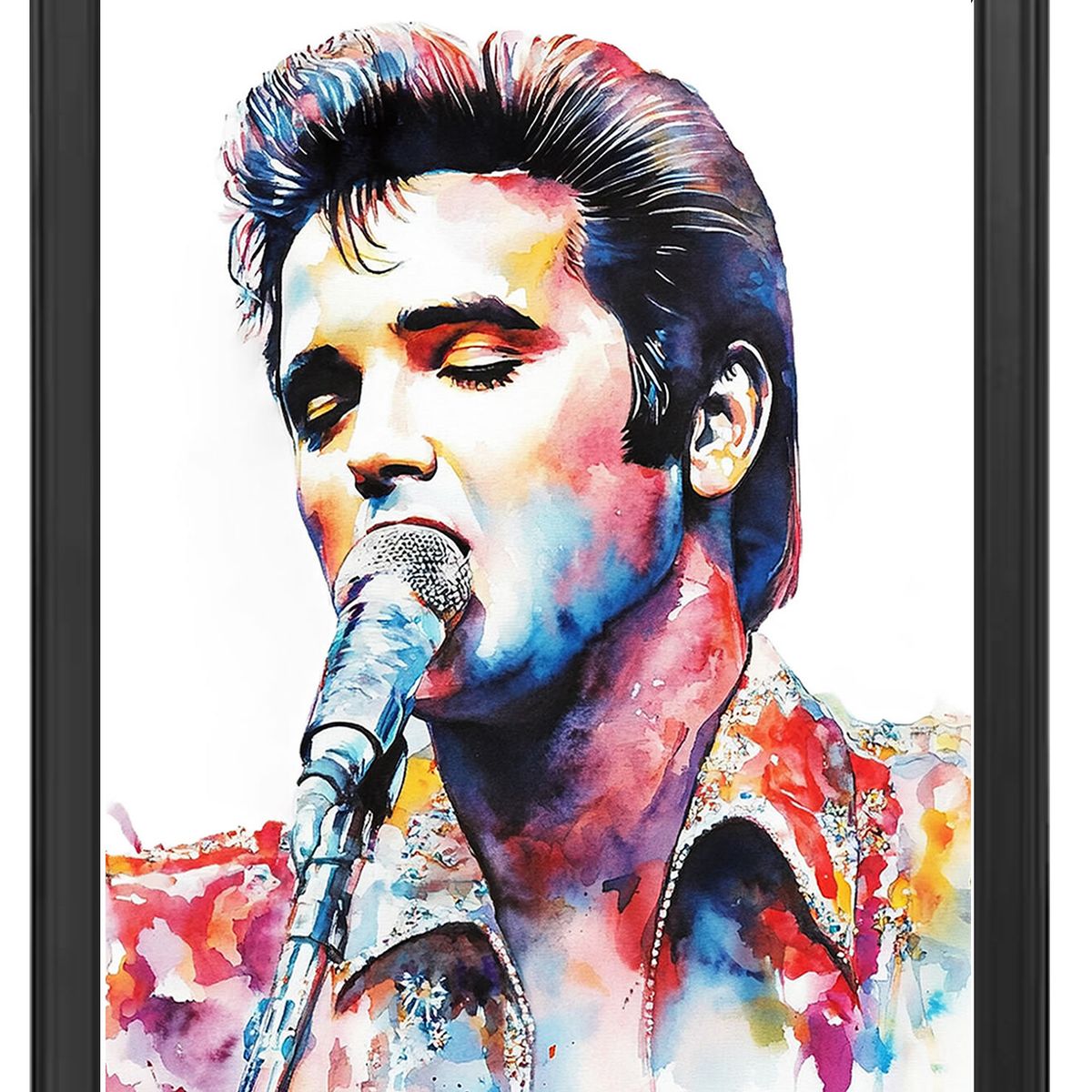 DECORACION CREATIVA - Set Cuadros Elvis Presley 2 Marco Negro.