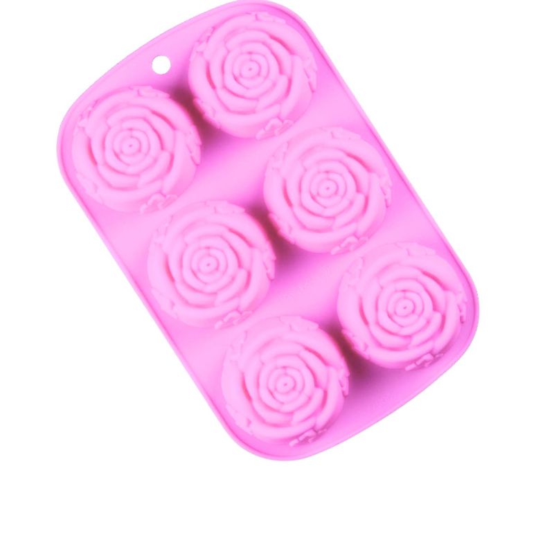 GENERICO - Molde De Silicona Forma De Rosas De 6 Cavidades Rosado