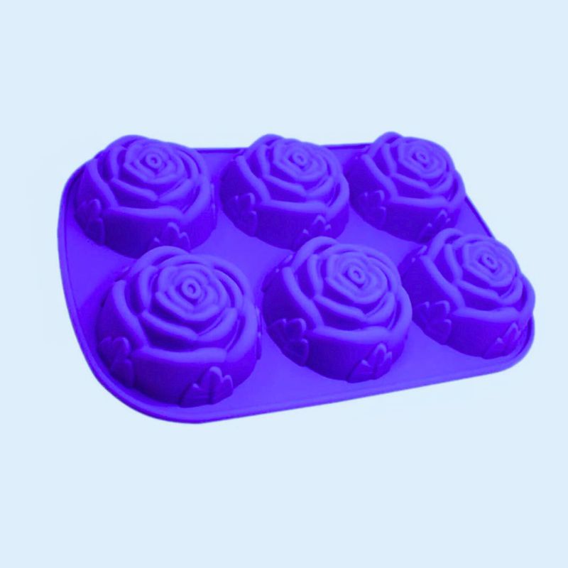 GENERICO - Molde De Silicona Forma De Rosas De 6 Cavidades Morado