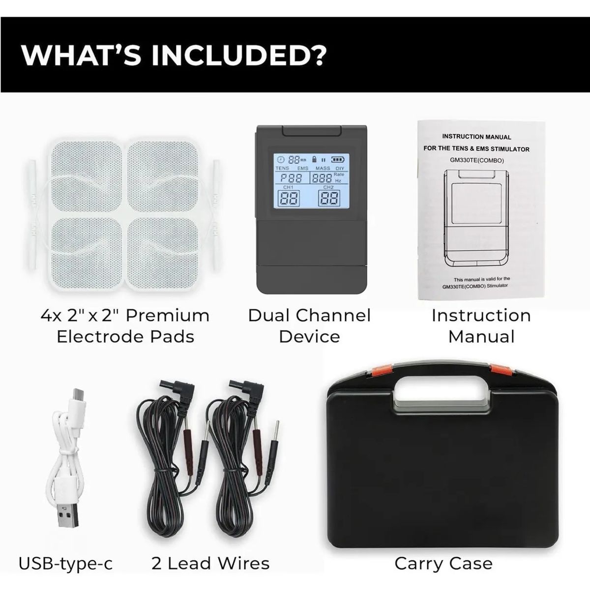 MUNDO MAGIA - Electroestimulador Eléctrico Muscular 4 En 1 Tens/ems Usb