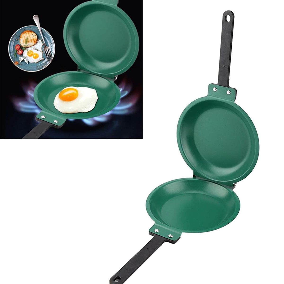 GENERICO - Sartén Cerámica Antiadherente Doble Cara Sartén Plegable