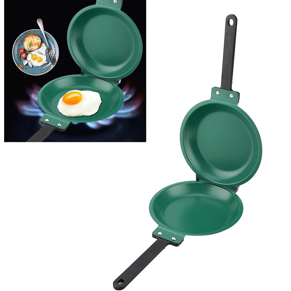 GENERICO - X2 Sartén Cerámica Antiadherente Doble Cara Sartén Plegable