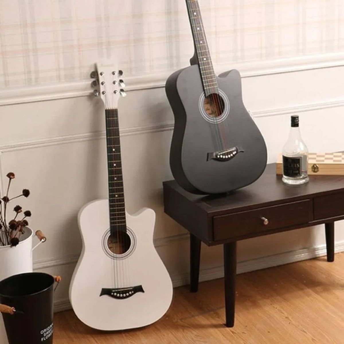 MUNDO MAGIA - Guitarra Acústica Color Blanco De 38 Pulgadas + Accesorios