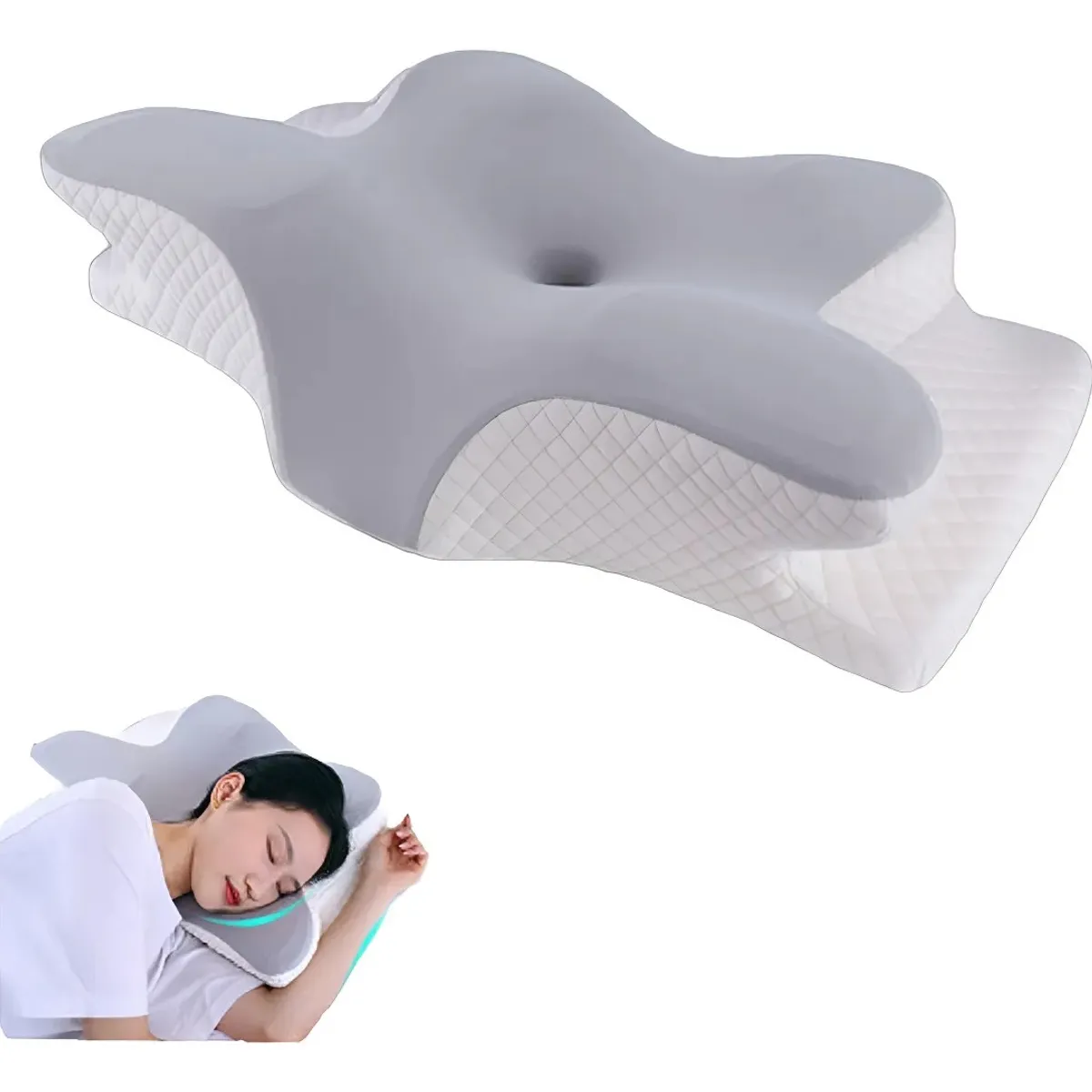 MUNDO MAGIA - Almohada Ortopédica Cojín Cuello Memory Foam Cervical Alivio