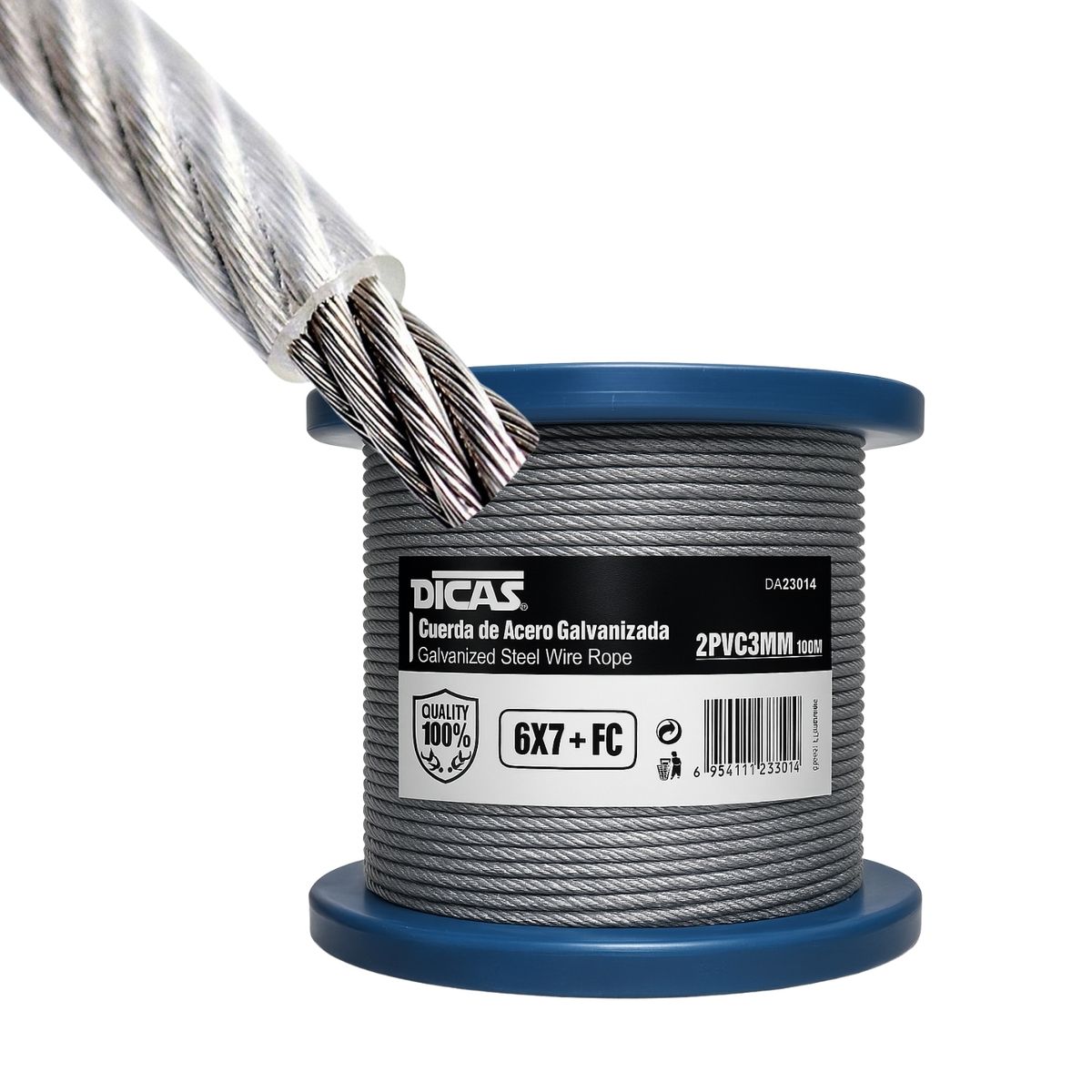 Piola Cable De Acero Forrado Pvc 2 Mm 100 Metros Dicas, marca DICAS - Foto 2