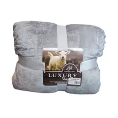 GENERICO - Frazada Plush con Sherpa Chiporro Gris Reversible 200x230