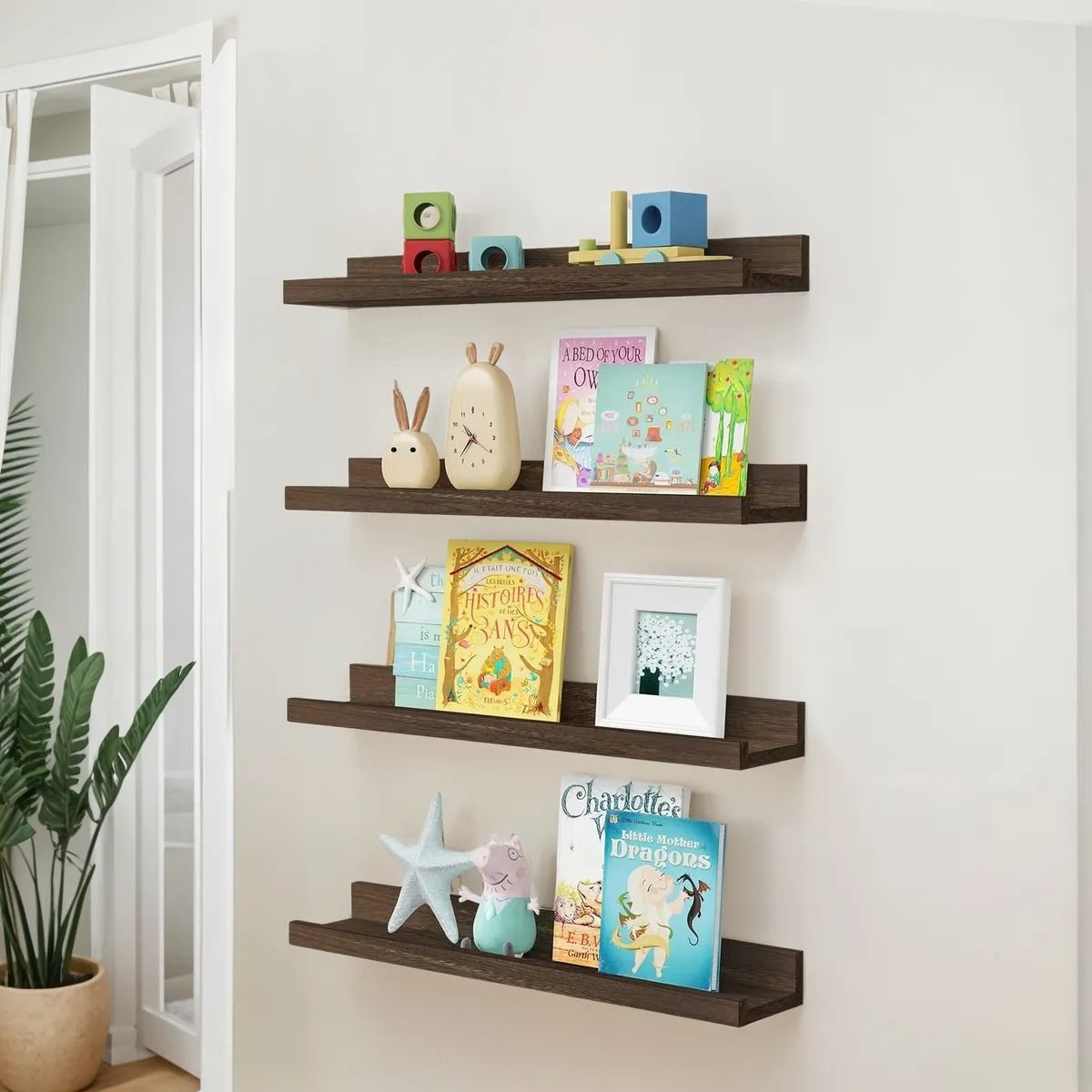 GENERICO - Repisas Flotantes Para Niños De Madera Modernas Set De 4