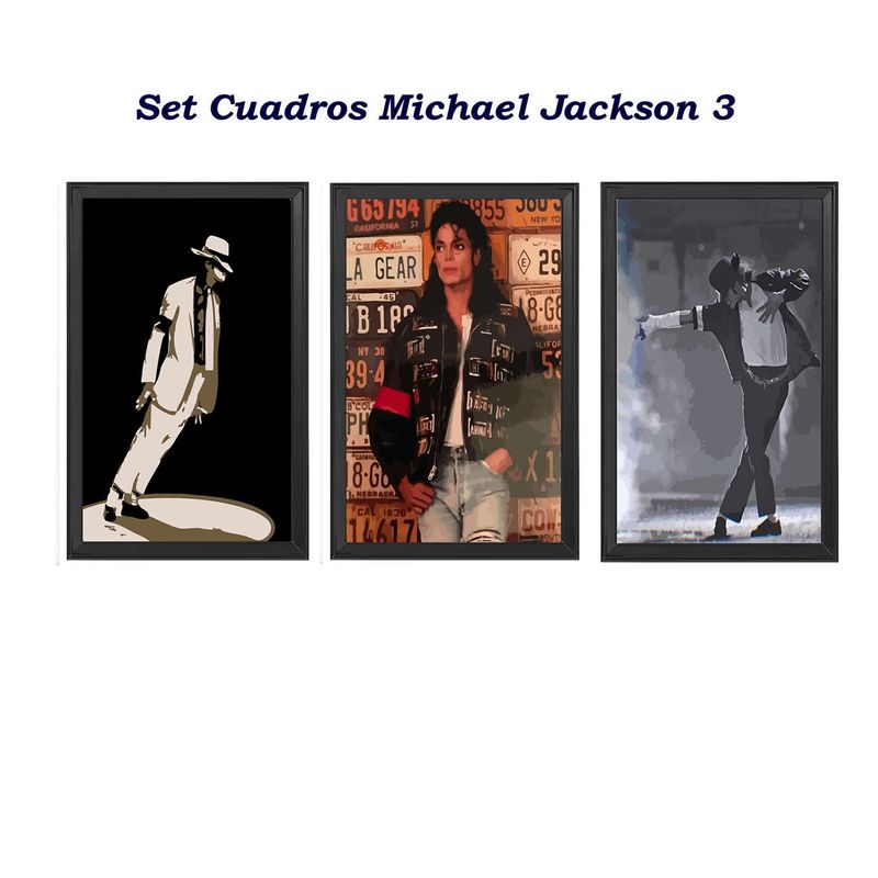 DECORACION CREATIVA - Set Cuadros Michael Jackson 3 - Marco Negro