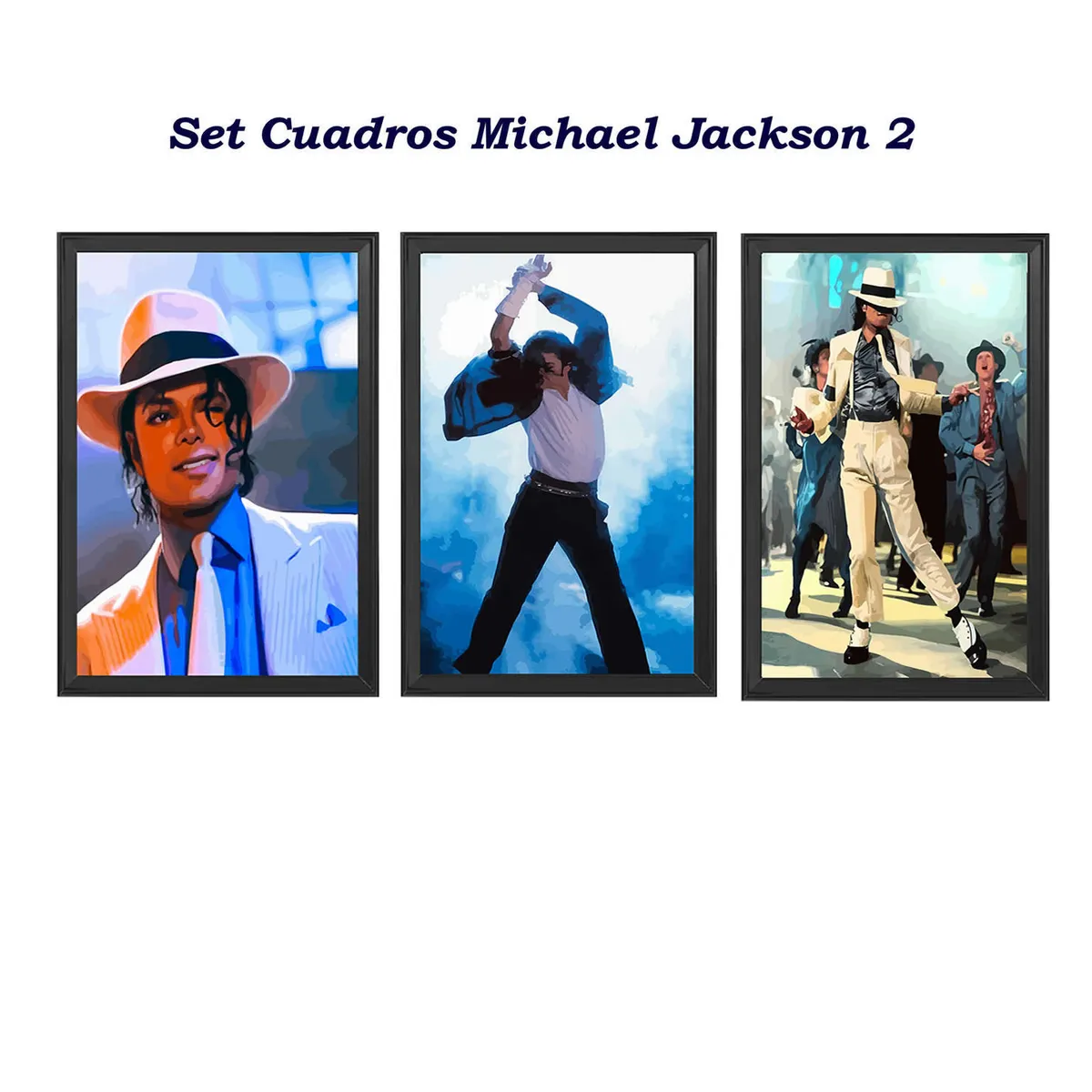 DECORACION CREATIVA - Set Cuadros Michael Jackson 2 - Marco Negro
