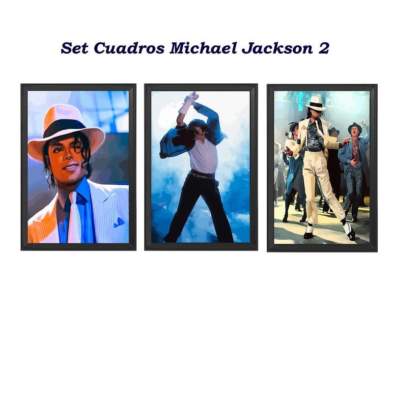 DECORACION CREATIVA - Set Cuadros Michael Jackson 2 - Marco Negro