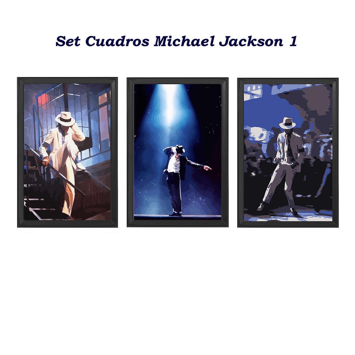 DECORACION CREATIVA - Set Cuadros Michael Jackson 1 - Marco Negro