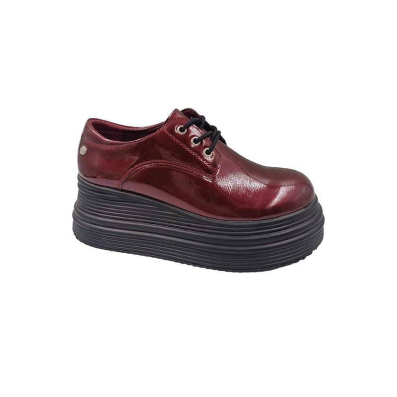 HERIEL - Zapatilla Burdeos Plataforma Mujer.