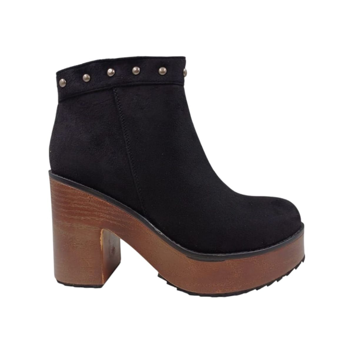 HERIEL - Botín Negro Plataforma Tachas Mujer