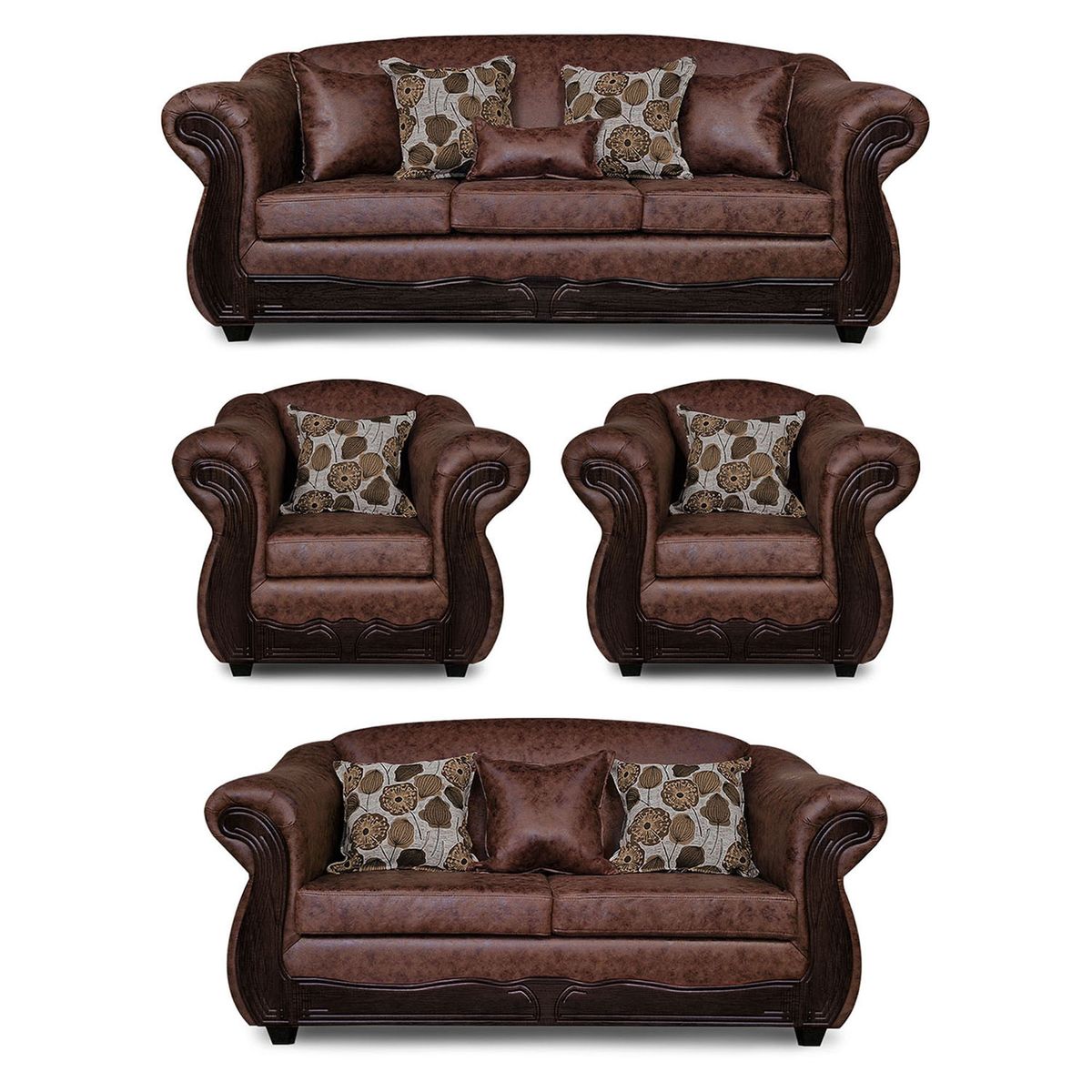 ADONIS LEUDH - Living 3+2+1+1 Estambul Envejecido Extra Grande Cafe Oscuro