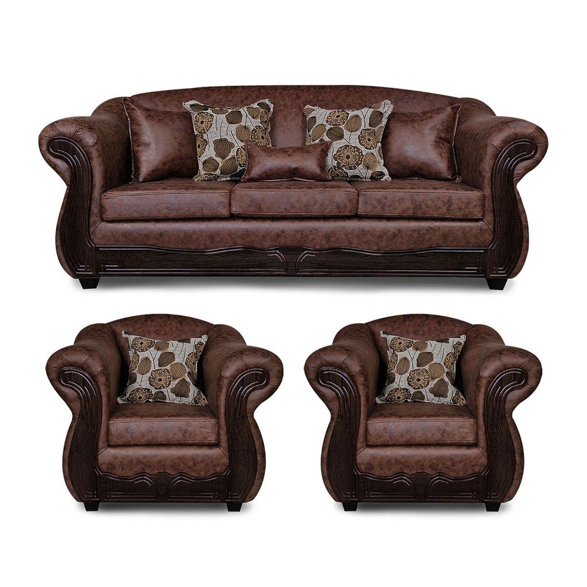 ADONIS LEUDH - Living 3+1+1 Estambul Envejecido Extra Grande Café Oscuro