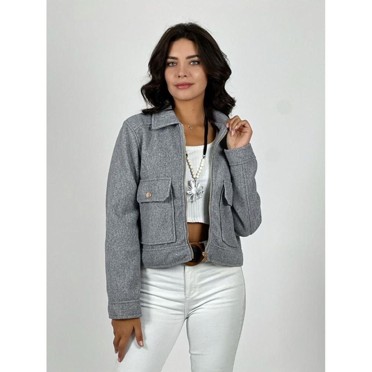 ENIGMATICA BOUTIQUE - Chaqueta Paño Forrada Con Bolsillos Burdeo.