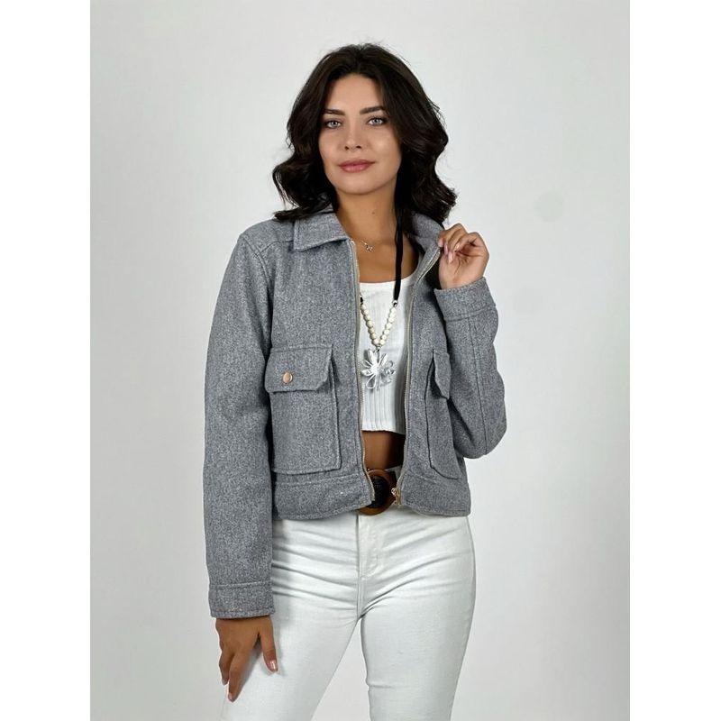 ENIGMATICA BOUTIQUE - Chaqueta Paño Forrada Con Bolsillos Burdeo.