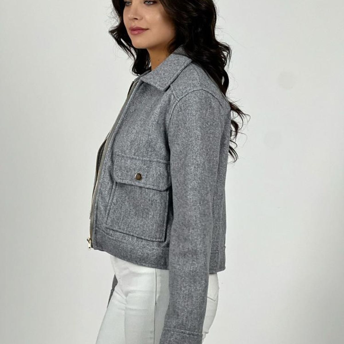 ENIGMATICA BOUTIQUE - Chaqueta Paño Forrada Con Bolsillos Burdeo.