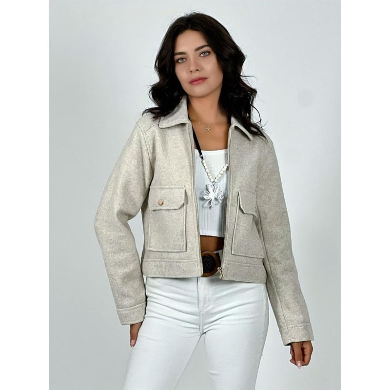 ENIGMATICA BOUTIQUE - Chaqueta Paño Forrada Con Bolsillos Burdeo.