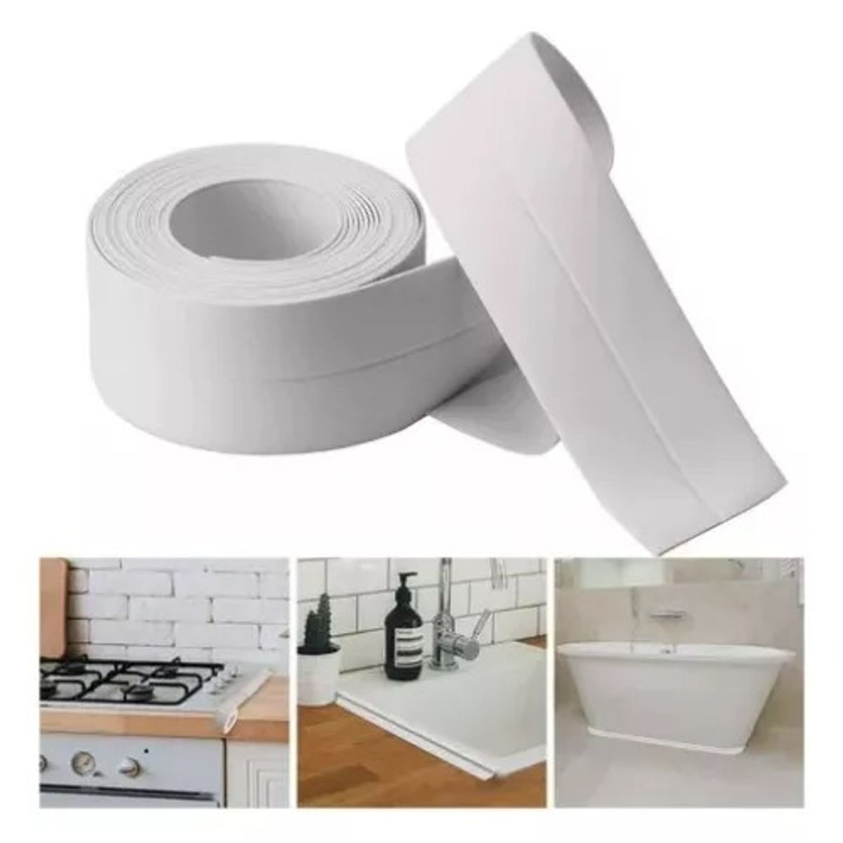RAGNAR - 3 Piezas Cinta Selladora Para Baño Ducha Lavabo Bañera Color Blanco