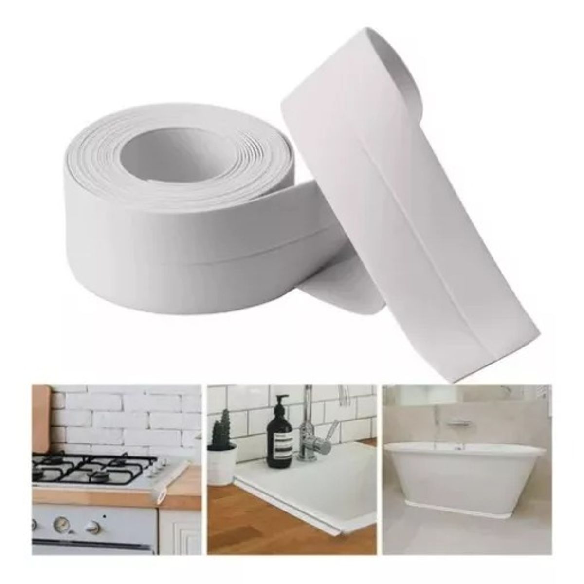 RAGNAR - 3 Piezas Cinta Selladora Para Baño Ducha Lavabo Bañera Color Blanco
