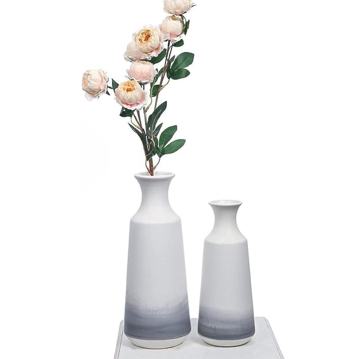HOME ESSENTIALS - Set 2 jarrones de cerámica degradada gris